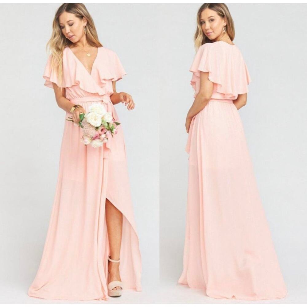 Show Me Your Mumu Audrey Maxi Wrap Dress – Pink Chiffon – Size S – New With Tags